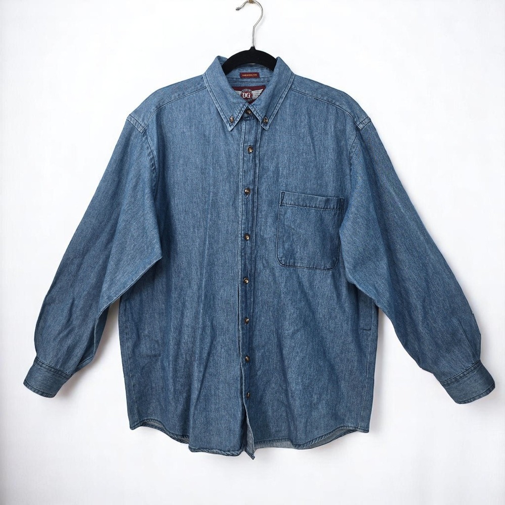 VTG‎ Denim Gear Men's Shirt Button Up Long Sleeve Casual Western Workwear Small
